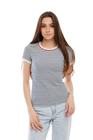 LEE STRIPED RIBBED TEE WASHED BLUE L44SPFLR